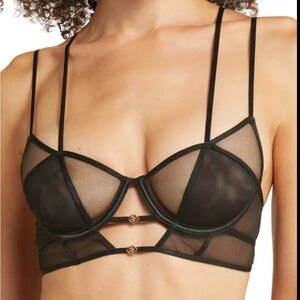 Urban Outfitters Bluebella Alya Strappy Mesh Wired Bra with Gold Detailing